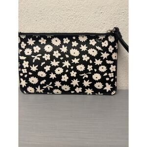 Coach Graphic Floral Print Black White Wristlet Wallet F57936 Coated Canvas